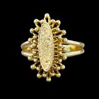 Vintage 9ct Hollow Engraved Pattern and Beaded Detail Ring 3.6g Size V Preloved