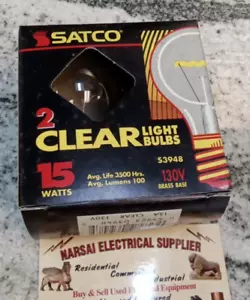 Satco S3948 Medium brass Base/130V 15W A15 /Household Lamp/Clear/2BULB(L38LOBY - Picture 1 of 6