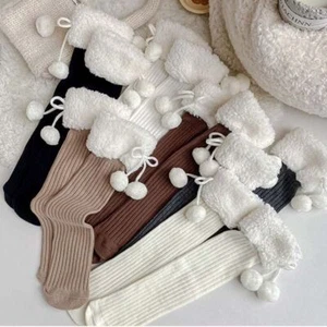 Hairball Lamb Wool Stocking Cotton Long Tube Sock Autumn and Winter - Picture 1 of 17