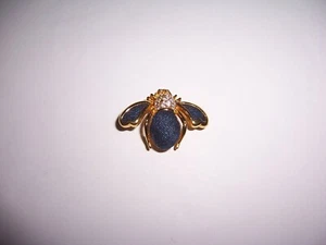 Joan Rivers Denim/Rhinestone Bee Pin - Picture 1 of 5