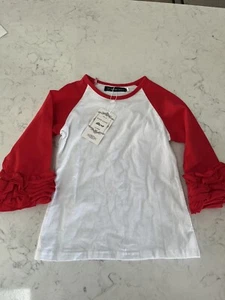 Ibtom Castle Girls Size 4-5 Shirt NEW Red & White - Picture 1 of 6