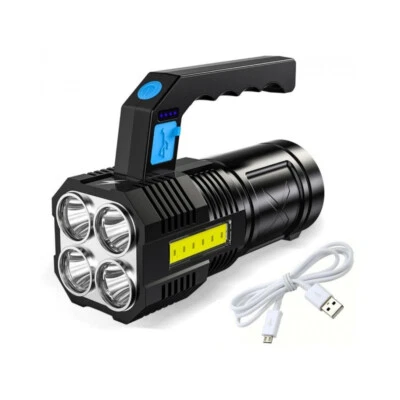 Linterna de mano con luz 4x LED Q5 CREE + COB Recargable lampara vigilancia carg - Imagen 1 de 4