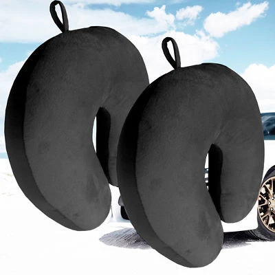 BOOKISHBUNNY 2 x Micro Bead U Shaped Travel Pillow Neck Head Support Airplane Cushion Black