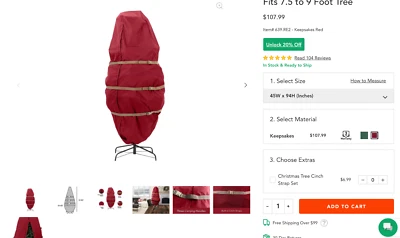 Upright Christmas Tree Storage Bag – Superior Protection, Cinch Straps MSRP $124 - Image 1 of 4