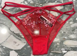 NEW Victoria Secret Very Sexy Floral Embroidered Mesh Cheekini - Lipstick Red XL - Picture 1 of 5