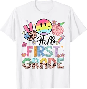 Hello 1st grade Boy Girl Teacher Back To School 1st grade Gift Unisex T-Shirt - Picture 1 of 4