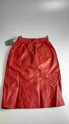 Falda Jacqueline Ferrar Vintage Cuero Rojo Talla 10 Nueva con Etiquetas Foto 1 de 4