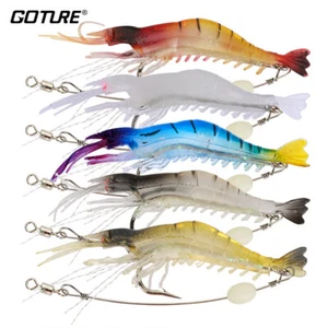 5pcs Luminous Soft Shrimp Fishing Lure 8.5cm 5.6g Silicone Bait with Swivel Bead - Picture 1 of 5