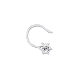 10K White Gold 0.08 CT Round Cut Natural Diamond G-H / I3 Nose Pin for Womens - Imagen 1 de 3