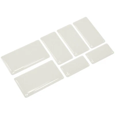 EJ PARTS Set of 7 White Square Blank Stickers Decal Gloss Domed Gel Resin Self Adhesive