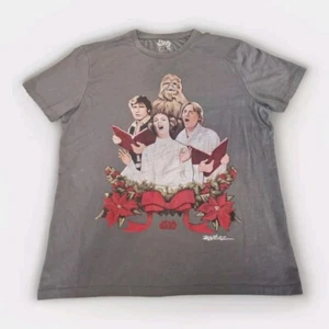 Star Wars Grey T-Shirt Christmas Choir Leia Hans Luke Chewie TU Size Large Men's - Picture 1 of 7