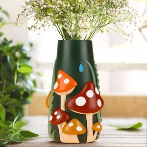 Vase for Decor Colorful Mushrooms Vase Rainbow Funky Mushroom Decor Aesthetic... - Picture 1 of 7