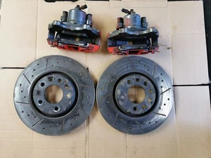 VAUXHALL CORSA VXR TURBO FRONT BRAKE CALIPERS DRILLED DISCS AND PADS 2012 D MODE - Picture 1 of 3