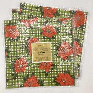 Paquete de 3 papeles de envolver Buzza vintage para todas las ocasiones rojo floral y verde sellados nuevos en stock - Imagen 1 de 4