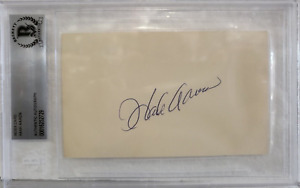 HANK AARON BRAVES/BREWERS SIGNED AUTOGRAPHED AUTO INDEX CARD BECKETT AUTHENTIC
