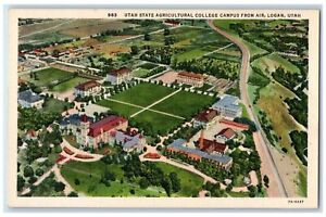 Aerial View Of Utah State Agricultural College Campus From Air Logan UT Postcard