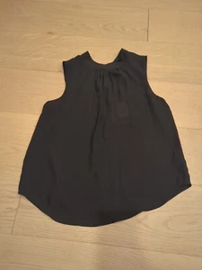 Who What Wear Damen transparente schwarze ärmellose Bluse M hinten Knopf - Bild 1 von 7