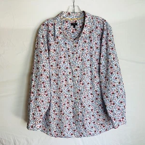 Talbots Damen mehrfarbig Blumenmuster geometrisches Knopf Langarmshirt Größe 3X - Bild 1 von 5