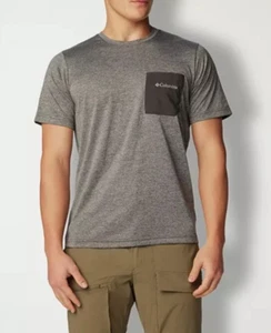 Columbia Men Hike Novelty Performance Crewneck T-Shirt Black Heather Size S - Picture 1 of 3