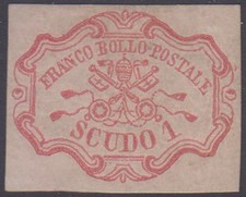 1852 Stato Pontificio, 1 scudo rosa carminio, splendido e ben marginato - 59/3