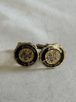 Gemelos vintage de plata esterlina Hillendale Country Club piedra verde vidrio A13 Foto 1 de 4