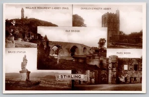 RPPC Stirling Scotland UK Multi View Old Bridge Cambuskenneth Abbey UNP Postcard - Picture 1 of 4