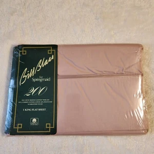 Vtg Sealed BILL BLASS For Springmaid 200 Count Percale King Flat Sheet Mauve - Picture 1 of 13