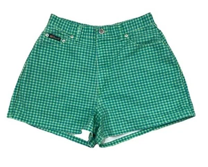 Route 66 Green & Blue Plaid Hi-Rise Denim Shorts - Junior’s Girl’s Size 13/14 - Picture 1 of 7