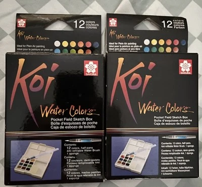 Koi акварель карман поле эскиз коробка - 12 цветов - лот из 2 - Изображение 1 из 2