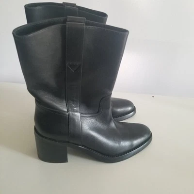 Botas Jeffrey Campbell Desert-Me para mujer de cuero negro a media pantorrilla talla 6M nuevas sin caja Foto 1 de 4