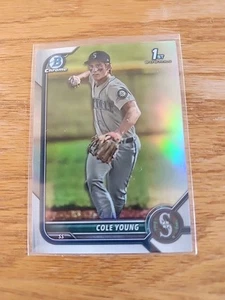Cole Young 2022 Bowman Chrome Rookie RC rifrattore quantità BDC-112 MARINERS Seattle - Foto 1 di 3
