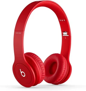 Beats Solo HD On-Ear Headphones Drenched In Col Matte Red iPod iPhone iPad Wired - Picture 1 of 16
