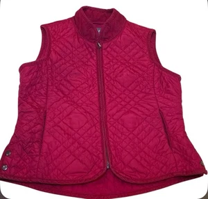 J Jill Women's XS Petite Red Quilted Vest Brass Zipper corduroy Collar - Picture 1 of 8