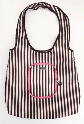 Bolso de Mano Henri Bendel New York Lg Nylon Shopper Firma Marrón Rayas Embalable Foto 1 de 4