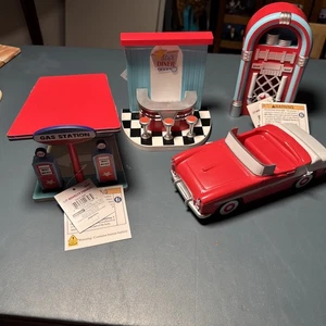 Target Bullseye 50s Retro Lighted Set Jukebox Gas Station Diner Convertible NEW - Picture 1 of 5