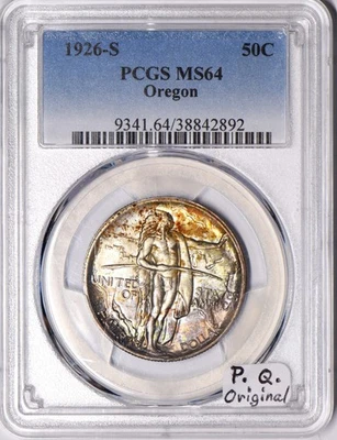 1926-S Oregon Commemorative Half Dollar PCGS MS-64; P.Q. Original - Image 1 of 4