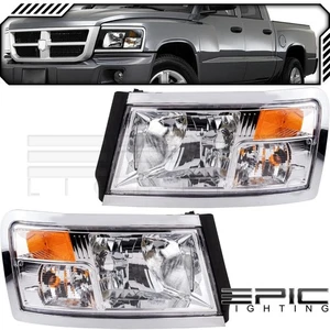 Pair LH RH Halogen Chrome Headlights fits DODGE 08-10 DAKOTA 11 RAM DAKOTA - Foto 1 di 4