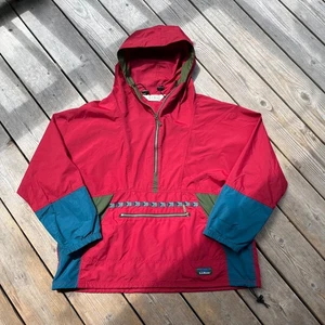 Vintage LL Bean Anorak Sz L/XL Aztec Color Block 90s Gorpcore Windbreaker Hiking - Picture 1 of 9
