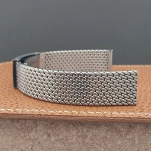 Vintage 18mm Classic Thick Stainless Steel Mesh Unused Swiss Watch Band - Picture 1 of 7
