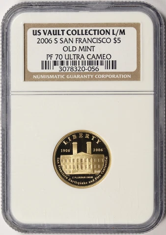 2006-S San Francisco Old Mint $5 Gold NGC PF70UCAM US Vault Collection L/M Cover