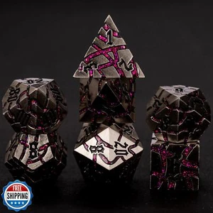Maywin Metall Würfel Set DandD, Crack Metallic DND Würfelset mit Box, Metall Glitzer - Bild 1 von 5