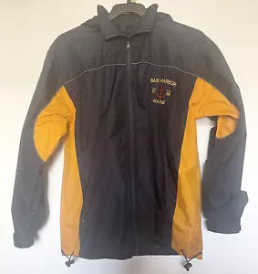 Bar Harbor Maine Blue And Yellow Hooded Zip Up Outdoor Rain Jacket Windbreaker - Picture 1 of 9