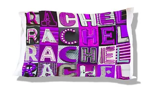 Personalisierter Kissenbezug RACHEL mit Fotos von tatsächlichen LILA Zeichenbuchstaben - Bild 1 von 1