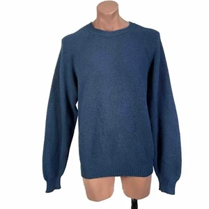 VTG 90s 80s Peruvian Connection Mens 100% Alpaca Handmade Sweater Blue Knit - Picture 1 of 10