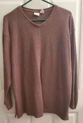 Cherokee Brown Cotton Knit Pullover Sweater Men's L Soft Warm Crew Neck - Image 1 of 4