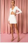 NWT Superdown Womens Medium White Rubena Cutout Cutout Mini Dress Long Sleeve M