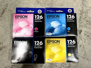 Genuine Set of 4 Epson T126120 T126220 T126320 T126420 CMYK WorkForce 630 Black - Picture 1 of 2