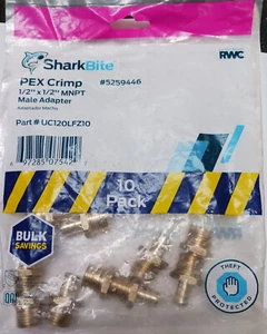 SharkBite Pex Crimp 1/2" x 1/2" MNPT Adapter #UC120LFZ10 (10 Pack) - Picture 1 of 1