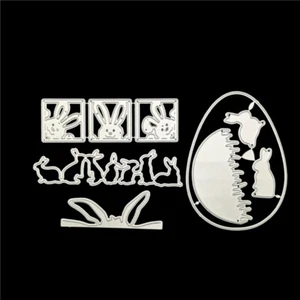Square Easter Egg Rabbit Metal Cutting Dies Stencils Scrapbooking Crafts Cards F - Picture 1 of 2