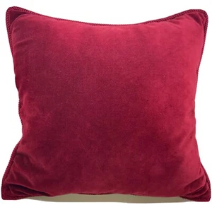 18" Crate and Barrel Pillow Marlowe Garnet Velvet Zippered Down Filled Insert - Picture 1 of 6